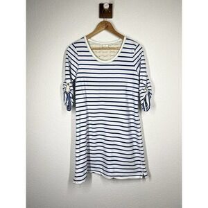 Anthropologie Eloise Striped Shift Dress Small S Blue White 3/4 Sleeves